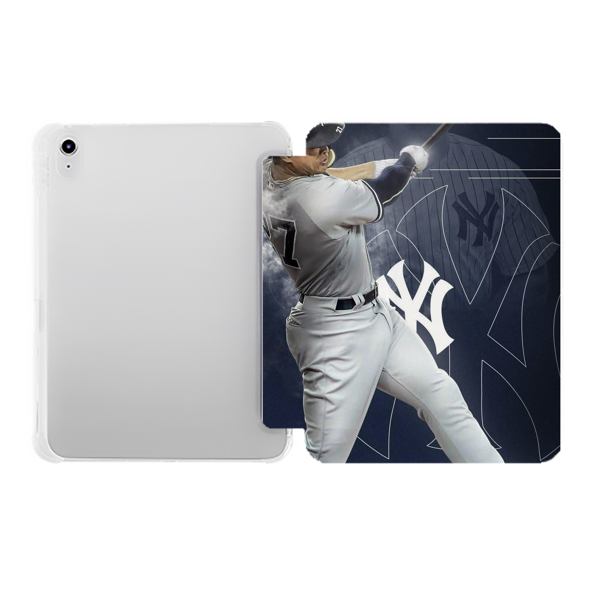 Giancarlo Stanton 27 Premium Tri-Fold PU Leather & Silicone IPad Case With Pencil Slot – Fits 9.5,10.5,10.9 – Adjustable Stand, Slim, Protective